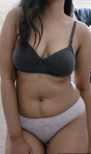 Black bra and white panty